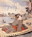 mujer en un barco en el río sumida Utagawa Kuniyoshi Ukiyo e